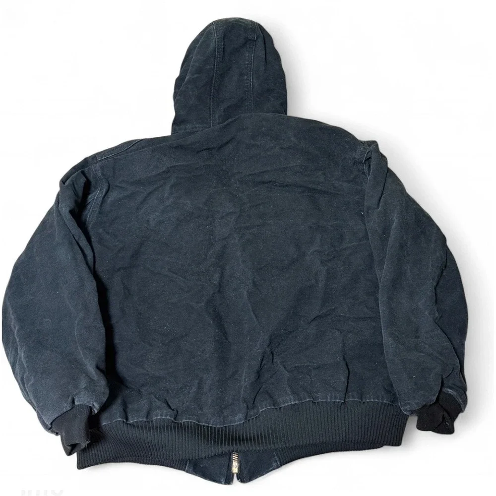 VTG Carhartt J140 BLK Black Duck Jacket USA Quilted Hooded Men's 2XL Union